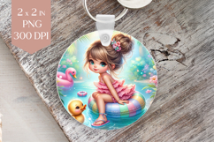 Cute Summer Girl with Duck Sublimation PNG Product Image 1