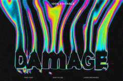 Vibrant Damage Text with Liquid Holographic Effect Product Image 1