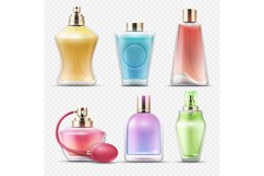 Perfume gift glass bottles isolated on transparent backgroun Product Image 1