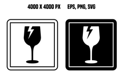 Fragile Icons. Labels for Cardboard Packaging Product Image 1