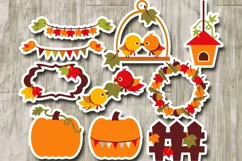 Autumn clipart, autumn leaves, birds, pumpkin, fall season Product Image 2