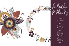Butterfly & Flowers Clipart and Patterns Product Image 3