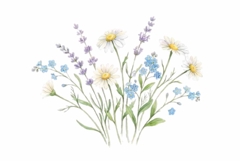 Watercolor soft bouquet with green leaves Product Image 1