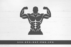 Bodybuilder male silhouette isolated on white background Product Image 1