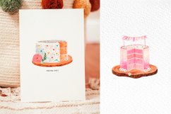 Boho cake clipart, Watercolor birthday cake PNG set Product Image 7