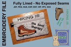 Hiking is Therapy Zipper Bag - Fully Lined, 5X7 HOOP Product Image 1