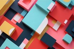 Colorful geometric paper art wallpaper Product Image 1