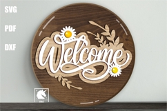 Floral Welcome Sign SVG | Farmhouse Daisy Spring Sign DXF Product Image 1
