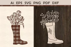Floral Clipart of flowers in a boot. Product Image 1