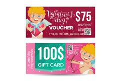Valentine s Day Voucher Design Vector. Horizontal Discount. Product Image 1