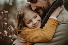 Closeup of a loving dad hugging his smiling young daughter, Product Image 1