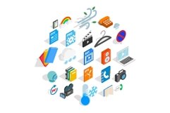 Business app icons set, isometric style Product Image 1
