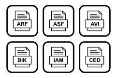 Set Of File Formats Icons Product Image 1