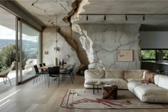 Modern rustic interior with natural rock feature wall Product Image 1