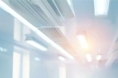 Modern office ceiling with led lights and air conditioning Product Image 1