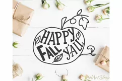 Happy Fall Yall svg, Fall sign svg, autumn svg, pumpkin svg Product Image 1