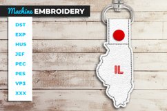 Illinois State Shaped Key Fob - ITH Embroidery Project Product Image 1
