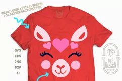 Cute Llama face with hearts SVG, Valentines Day Llama SVG Product Image 3