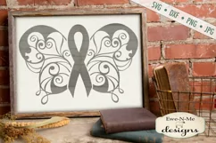 Awareness Ribbon Butterfly Cancer Ribbon SVG DXF Cut File Product Image 1