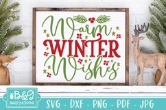 Warm Winter Wishes SVG | Farmhouse Christmas Sign SVG Product Image 1