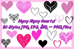 80 Valentine Love Hearts Collection ESP, JPG, PNG, SVG Product Image 1