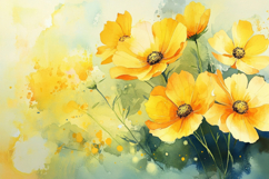 Watercolor Yellow Flower Background Wallpaper Product Image 1
