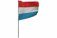 Luxembourg flag on pole. Waving banner isolated Product Image 1