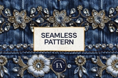 Navy Crystal Embroidery | Luxury Denim Fabric Texture Product Image 3