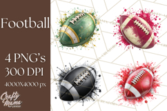 Football Clipart PNG with Team Color Paint Splash Design Product Image 1