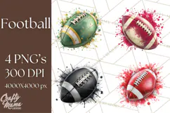 Football Clipart PNG with Team Color Paint Splash Design Product Image 1