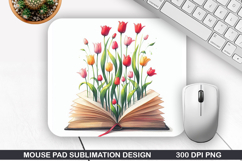 Book Flower Mouse Pad Sublimation, Animals Mouse Pad PNG Product Image 1