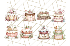 Christmas Cake Clipart PNG, Cottagecore Holiday Desserts Product Image 9