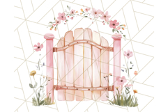 Pastel Pink Fairy Garden Clipart, Enchanted Cottagecore Png Product Image 5