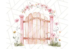 Pastel Pink Fairy Garden Clipart, Enchanted Cottagecore Png Product Image 5
