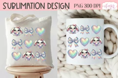Cute Easter sublimation PNG, Coquette bunny PNG design Product Image 5