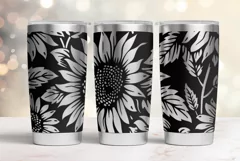 20oz Tumbler laser svg wrap|Sunflowers seamless pattern Product Image 1