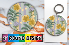 Sweet Sublimation Round Ornaments, Gold Flower Product Image 1
