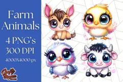 Farm Animals Kawaii Clipart PNG, Cute Barnyard Animal Product Image 1
