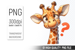 Cute Giraffe Animal Sublimation Clipart PNG Product Image 1
