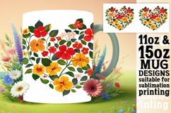 Heart of Flowers Pattern Mug Wrap Sublimation Product Image 1