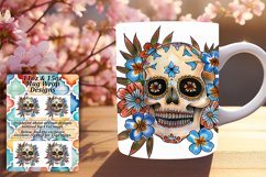 Artistic Floral Skull Sublimation Art PNG Product Image 1