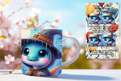 Gift 15oz Mug Wrap Png Design , Halloween Dino Product Image 1