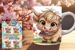 Customized 15oz Mug Wrap Png Design , Cute Cow Product Image 1