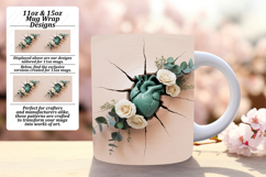 Radiant 15oz Mug Wrap Png Design , 3D Heart Product Image 1