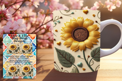 Lovely 15oz Mug Wrap Png Design , 3D Flower Product Image 1