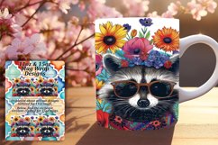 11oz/15oz Mug Wrap: Fun Raccoon &amp; Flower Sublimation Product Image 1