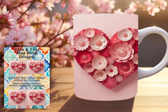 Elegant 11oz Mug Wrap Png Design , Flowers Heart Product Image 1