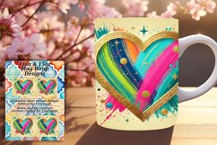 Trendy 15oz Mug Wrap Png Design , Heart Product Image 1