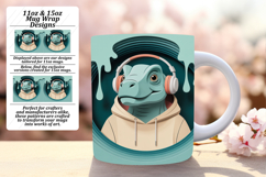 Sweet 15oz Mug Wrap Png Design , Cute Dino Product Image 1