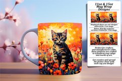 Vibrant Color Cat and Flower Mug Wrap Product Image 1